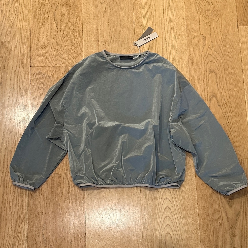 Fear of God Essentials Gray Crinkle Crew Neck Top Nylon